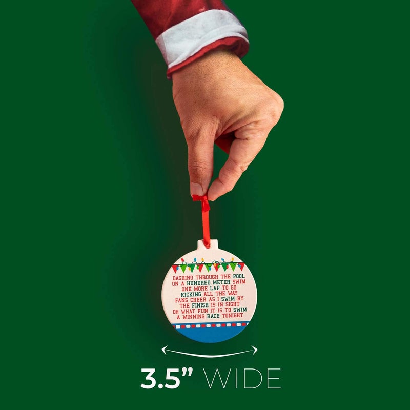 ChalkTalkSPORTS Swimming Round Ceramic Ornament | Jingle All The Way - Image 4